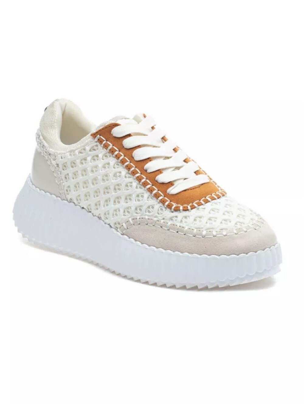 J/Slide Charlene Women's White & Brown Mesh Platform Sneaker Size 6